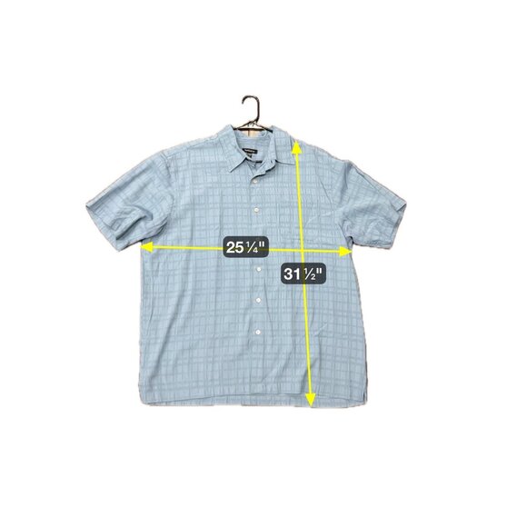 Van Heusen Plaid Short Sleeve Button Up Shirt Blue Sz XL 17-17.5 Workwear - Picture 7 of 9